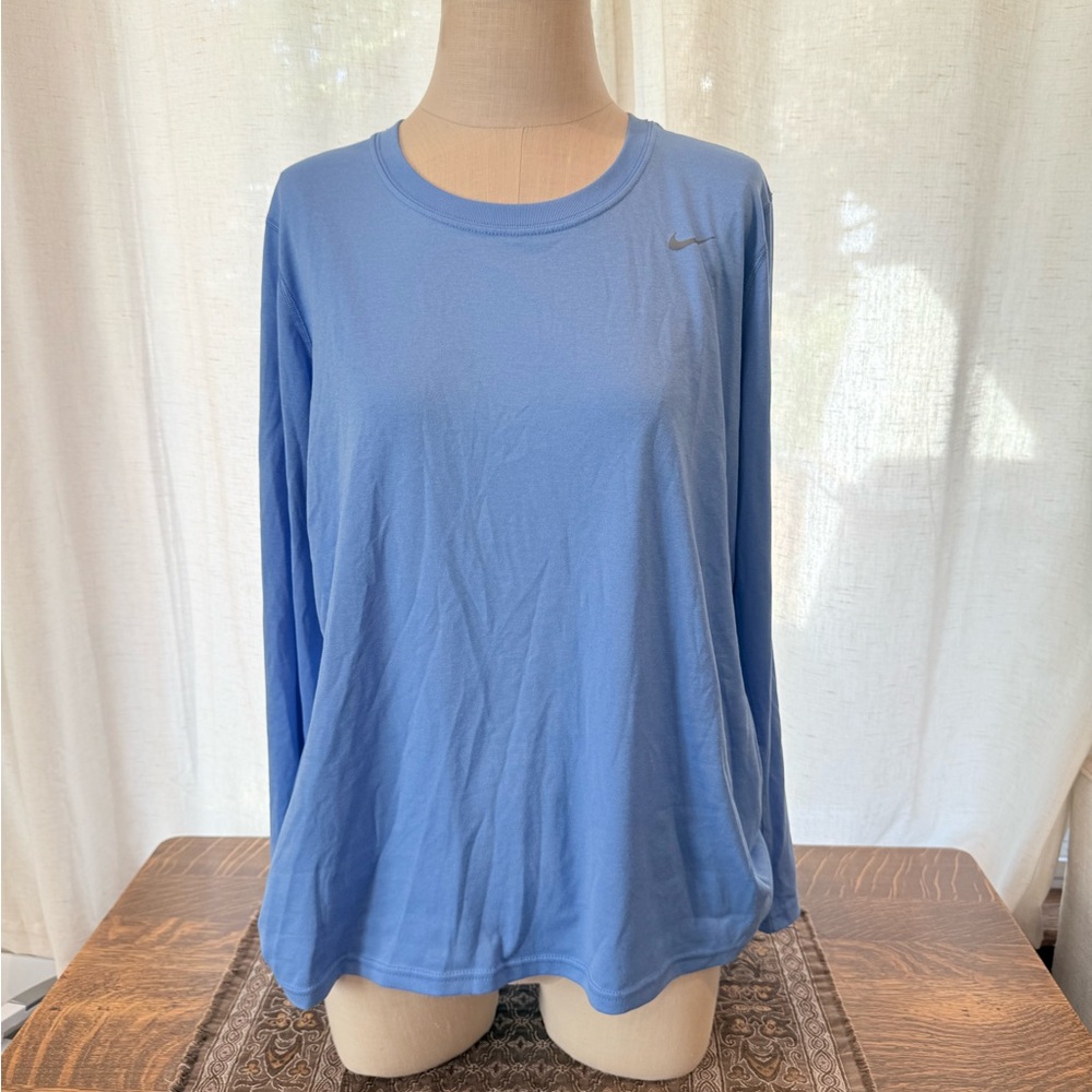 Nike Women's Sky Blue Long Sleeve Dri Fit Tee